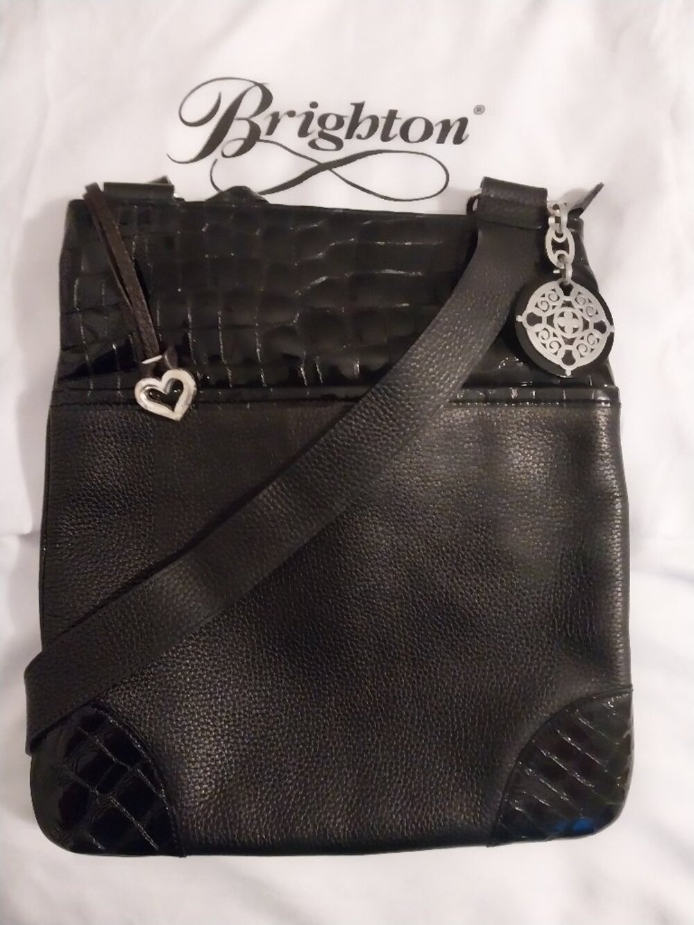 💗Brighton Bag Crossbody Bag Purse "Peyton" Black Leather Excellent Dust Bag💗